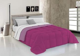 Italian Bed Linen Wintersteppdecke Elegant, Lila, Fuxia, Doppelte, 100% Mikrofaser, Lille/Fuchsie, 260x260cm