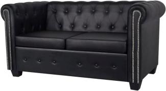 vidaXL Chesterfield Sofa 2-Sitzer Kunstleder Schwarz