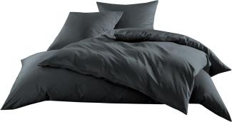 Mako-Satin Baumwollsatin Bettwäsche Uni einfarbig zum Kombinieren (Bettbezug 155 cm x 200 cm, Anthrazit)