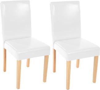 2er-Set Esszimmerstuhl Stuhl Küchenstuhl Littau ~ Kunstleder, weiß, helle Beine
