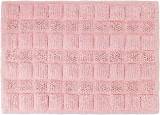 Relaxdays Badematte Baumwolle, 60 x 40 cm, rutschfest, waschbar, Vorleger für Badezimmer, Badteppich rechteckig, Altrosa