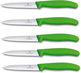 Victorinox Gemüsemesser Tomatenmesser Swiss Classic 10 cm mit Wellenschliff (5er Set, Grün)