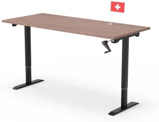 manuell höhenverstellbarer Schreibtisch EASY 180 x 80 cm - Gestell Schwarz, Platte Walnuss