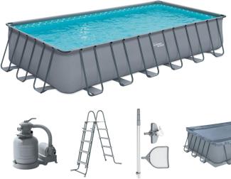 Summer Waves Elite Frame Pool | Aufstellpool rechteckig | Komplettset | Grau | 732x366x132 cm
