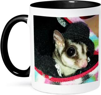 3dRose Sugar Glider tragen EIN Top Hat Peaking aus einem Pouch-Two Ton Tasse, Keramik, Schwarz, 10,2 x 7,62 x 9,52 cm