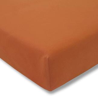 ESTELLA Spannbetttuch Feinjersey | Terracotta | 200x200 cm | passend für Matratzen 180-200 cm (Breite) x 200 cm (Länge) | 100% Baumwolle