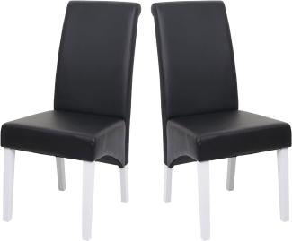 2x Esszimmerstuhl Lehnstuhl Stuhl M37 ~ Leder, schwarz, weiße Füße