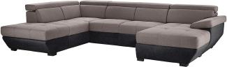Mivano Wohnlandschaft Speedway, Modernes U-Form-Sofa mit verstellbaren Kopfstützen, 332 x 79 x 222, Zweifarbiger Bezug, Grau/Schwarz