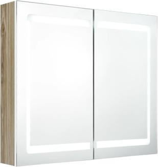 vidaXL LED-Bad-Spiegelschrank Weiß und Eichenoptik 80x12x68 cm