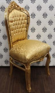 Casa Padrino Barock Esszimmer Stuhl Gold Muster / Gold - Antik Stil Barock Möbel