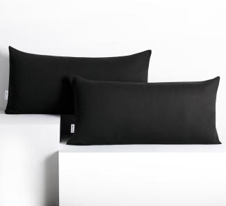 DecoKing 2 Kissenbezüge 40x80 cm Baumwolle Reißverschluss schwarz Amber