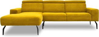 DOMO. collection Lucera Ecksofa, Sofa in L-Form mit Rücken- und Nackenfunktion, Eckcouch, Polstercke, gelb, 259x169x81