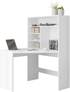 Mirjan24 'Nirano' Schreibtisch mit Regal, weiß, 141 x 101 x 98 cm