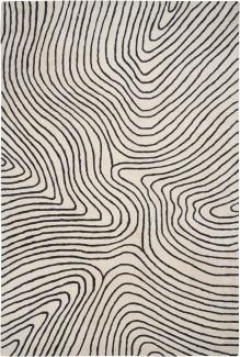 Teppich Viskose schwarz weiß 200 x 300 cm geometrisches Muster Kurzflor RUMRA