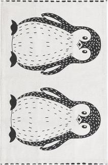 Kinderteppich Baumwolle weiß schwarz 60 x 90 cm Pinguin-Muster HAJDARABAD