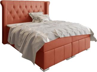 Stylefy Alonzo Boxspringbett Velours MONOLITH Korallenrot 200x200 cm