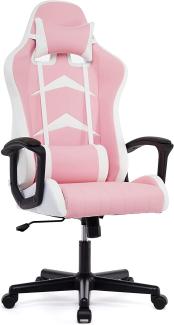 IntimaTe WM Heart Gaming Stuhl, Bürostuhl mit Verstellbarem Kopfkissen und Lendenkissen, Ergonomischer Schreibtischstuhl, Racingstuhl mit Hoher Rückenlehne, Rosa