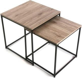 Versa Cambridge Beistelltisch für das Wohnzimmer, Schlafzimmer oder die Küche. Moderner, niedriger Tisch, 2er Set, Maßnahmen (H x L x B) 50 x 50 x 50 cm, Holz und Metall, Farbe: Braun