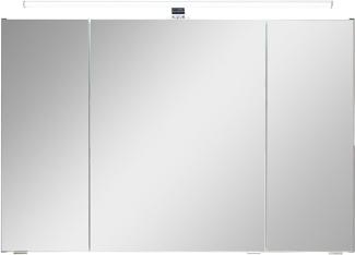 Pelipal Badezimmer-Spiegelschrank Quickset 945 in Oxid Dunkelgrau mit LED-Beleuchtung, 105 cm breit | Badschrank mit Spiegel, 3 Türen und 6 Einlegeböden