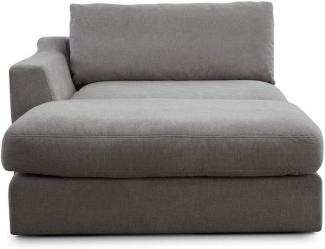 CAVADORE Sofa-Modul "Fiona" Longchair mit Armteil links / XXL-Recamiere passend zur Couchgarnitur Fiona / 139 x 90 x 199 / Webstoff silbergrau