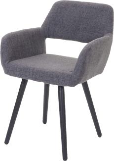 Esszimmerstuhl HWC-A50 II, Stuhl Küchenstuhl, Retro 50er Jahre Design ~ Textil, grau, dunkle Beine