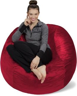 Sofa Sack XL-Das Neue Komforterlebnis Sitzsack mit Memory Schaumstoff Füllung-Perfekt zum Relaxen im Wohnzimmer oder Kinderzimmer-Samtig weicher Velour Bezug in Dunkelrot