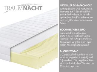 Traumnacht Basic 2 in 1 Duo Kaltschaum Matratze, Härtegrad 2 und 3, 180 x 200 cm, Höhe 16 cm, weiß