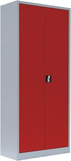 Stahl-Aktenschrank Metallschrank abschließbar Büroschrank Stahlschrank Lichtgrau/Rot 1800 x 800 x 383 mm 530334