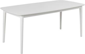 AC Design Furniture Monty Ausziehbarer Esstisch für 6 Personen, Rechteckige Tischplatte in Weiß mit Runden Beinen, Küchentisch mit Ausziehplatte, B: 180 x H: 75 x T: 90 cm