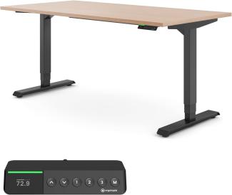 Desktopia Pro X - Elektrisch höhenverstellbarer Schreibtisch / Ergonomischer Tisch mit Memory-Funktion, 7 Jahre Garantie - (Buche, 180x80 cm, Gestell Schwarz)