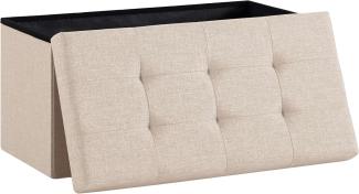 Zedelmaier Sitzbank mit Stauraum, Polsterbank, Sitztruhe, belastbar bis 300 kg, Beige, 38 x 38 x 76 cm