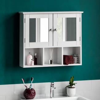 Bath Vida Milano doppelte Tür Badezimmer Spiegelschrank Aufbewahrung Einlegeböden Wand montiert, weiß