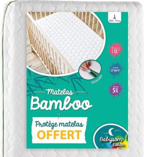 60x120 cm - abysom - Bambus Babymatratze | Kindermatratze + wasserdicht Matratzenschoner GESCHENKT - Natur - Atmungsaktiv - Bezug abziehbar - Höhe 12cm