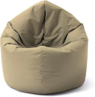 Lumaland Indoor/Outdoor-Sitzsack, Runder 2-in-1-Sitzsack für draußen und drinnen, 300l Füllung, 120 x 80 x 75 cm, wasserabweisend und robust, Beige