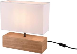 LED Tischleuchte Holzfuß mit Stoffschirm in Weiß 12x30cm Höhe 30cm