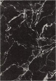 Hochflor Teppich MAYRIN Schwarz Creme - 120x170x3cm