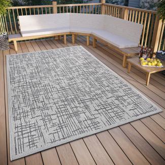 Hanse Home Telu In- & Outdoor Teppich Wetterfest – Modernes Muster, Wasserfest robuster Aussenteppich Flachgewebe für Garten, Balkon, Terrasse, Wohnzimmer – Beige Grau, 115x170cm