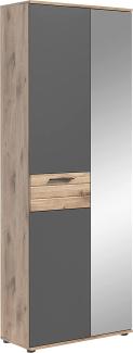 Garderobenschrank / Schuhschrank Mason in Eiche und grau 70 x 200 cm