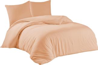 livessa Bettwäsche 155x220 3teilig Baumwolle - Bettwäsche mit Reißverschluss: Bettbezug 155x220 cm + 2er Set Kissenbezug 80x80 cm, Oeko-Tex Zertifiziert, aus%100 Baumwolle Jersey (140 g/qm)