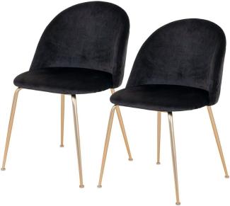 Set 2x Geneve Esszimmerstuhl schwarz Velour Stuhl Stühle Esszimmer Küchenstühle
