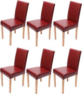 6er-Set Esszimmerstuhl Stuhl Küchenstuhl Littau ~ Leder, rot, helle Beine