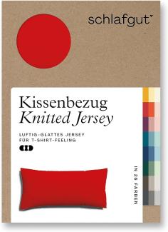 Schlafgut Knitted Jersey Bettwäsche | Kissenbezug einzeln 40x80 cm | red-deep