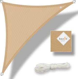 hanSe® Sonnensegel 100% Polyester PES Dreieck 3x3x3m Sand Sonnenschutz Marken-Sonnensegel wasserabweisend wetterbeständig