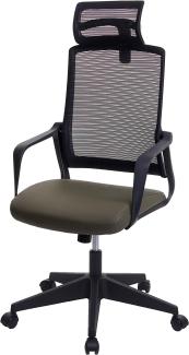 Bürostuhl HWC-J52, Drehstuhl Schreibtischstuhl, ergonomisch Kopfstütze, Kunstleder ~ olivgrün