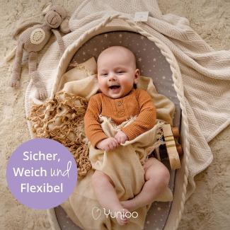 Yunioo Deluxe Baby Wickelkorb, Wickelauflage XL, mit extra Reise Windelauflage, Schaumstoff Wickelunterlage und wasserabweisender Abdeckung, Baumwollseil Babykorb, Wickeltischauflage für Kommode