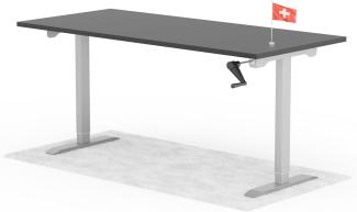 manuell höhenverstellbarer Schreibtisch EASY 180 x 80 cm - Gestell Grau, Platte Anthrazit