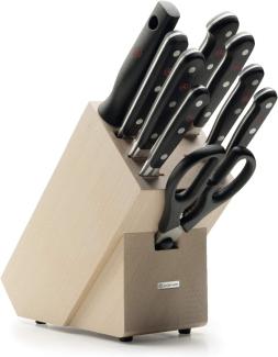 Wüsthof Messerblock 9-teilig, Classic (1090170901), Küchenmesser Block (Buche) mit 6 Kochmessern, Fleischgabel, Wetzstahl, Schere, top Kochmesser-Set