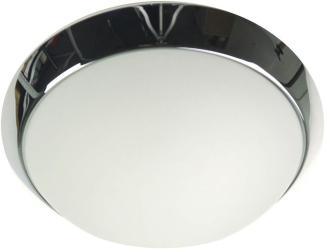 3x LED Deckenleuchte / Deckenschale rund, Opalglas matt, Dekorring Chrom, Ø 45cm