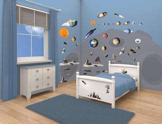 Walltastic Space Adventure Room Decor Wandsticker, Unisex, Kinder, Mehrfarbig, Einheitsgröße (Größe Hersteller: 6 Large Sheets)