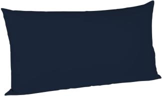 2 Stück Fleuresse Mako-Satin Kissenbezüge 40x80 cm uni mit RV DP 6544 nachtblau